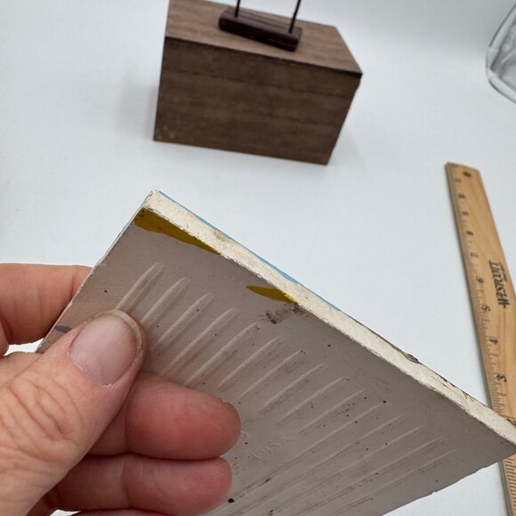 Prickly pear road runner painted tile southwest Arizona scene blue sky small tin - Picture 12 of 16